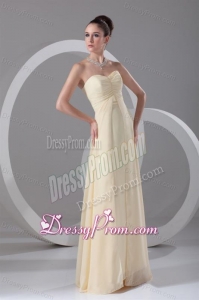 Elegant Empire Sweetheart Floor-length Champagne Ruching Chiffon Prom Dress