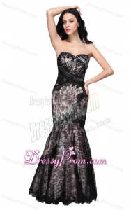 Mermaid Black Sweetheart Lace Floor-length Prom Dress