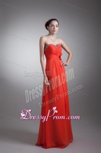 Red Empire Sweetheart Beading Chiffon 2014 Prom Dress