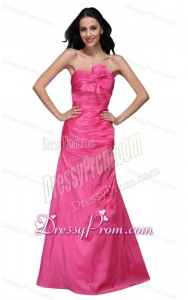 Column Sweetheart Hot Pink Ruching Floor-length Prom Dress