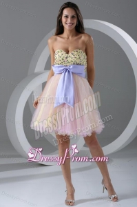 Princess Champagne Sweetheart Appliques Knee-length Prom Cocktail Dress