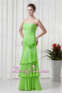 Champagne A-line Strapless Knee-length Taffeta Ruching Prom Dress