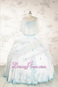 Appliques Pretty Quinceanera Dresses in White for 2015