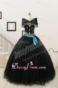 Cheap Black Quinceanera Dresses with Appliques