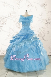 Elegant Appliques Aqua Blue Quinceanera Dresses