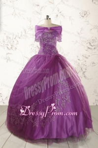 2015 Formal Sweetheart Appliques Purple Quinceanera Dresses