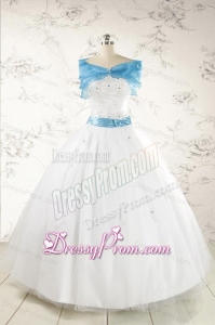 Appliques White Cheap Quinceanera Dresses with Wraps for 2015