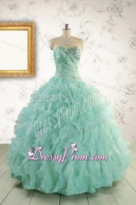 2015 Pretty Sweetheart Beading Quinceanera Dresses in Apple Green