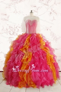 Inexpensive Beading Quinceanera Dresses in Multi color