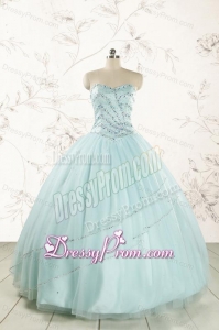 2015 Exclusive Apple Green Quinceanera Dresses with Reinstones