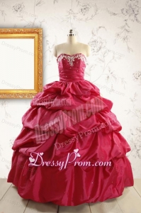 Appliques 2015 Hot Pink Quinceanera Dresses with Lace Up