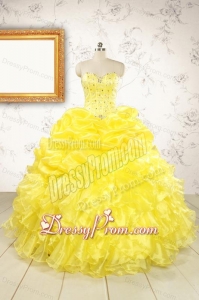 Popular Sweetheart Yellow Quinceanera Dresses with Beading