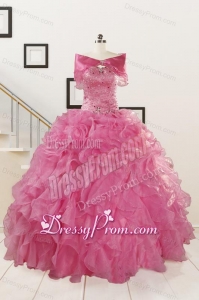 Puffy Sweetheart Pink Quinceanera Dresses with Beading