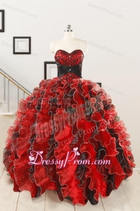 Unique Beaded Sweetheart Organza Quinceanera Dress in Multi-color