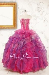 2015 Beautifull Multi Color Quinceanera Dresses with Appliques and Ruffles