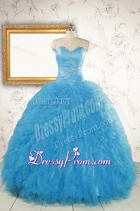 2015 Most Popular Baby Blue Quinceanera Dresses with Beading