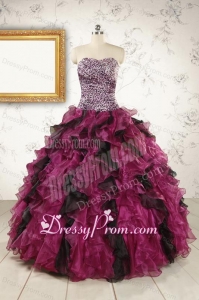 2015 New Style Sweetheart Ruffles Multi-color Quinceanera Dresses