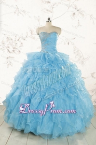 Baby Blue 2015 Prefect Quinceanera Dresses with Beading and Ruffles