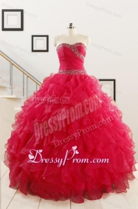 Pretty Ball Gown Sweetheart 2015 Sweet 16 Dresses in Coral Red