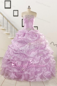 2015 Gorgeous Lilac Quinceanera Dresses with Appliques and Ruffles