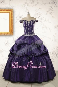 2015 Latest Off The Shoulder Appliques Quinceanera Dresses in Purple