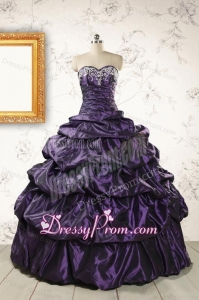 2015 Modern Sweetheart Purple Quinceanera Dresses with Appliques