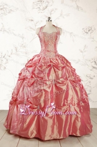 Beautiful Beading and Appliques Watermelon Red Sweet 16 Dresses