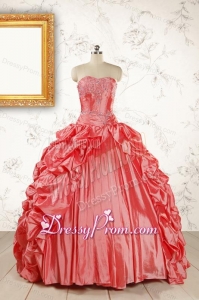 2015 Beautiful Sweetheart Beading Quinceanera Dresses in Watermelon