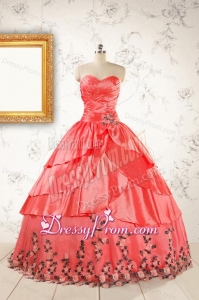 2015 Exquisite Quinceanera Gowns with Ruching and Appliques