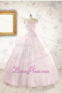 2015 Pretty Appliques Light Pink Quinceanera Dresses