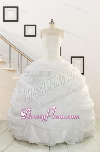 Pretty White Strapless 2015 Quinceanera Dresses with Beading