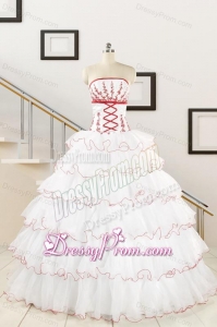 2015 Pretty Appliques Quinceanera Dresses with Strapless