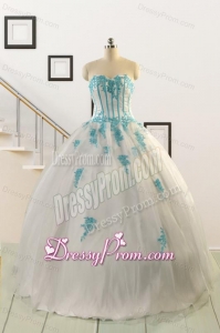 2015 Affordable White Quinceanera Dresses with Appliques