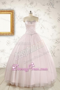 2015 Pretty Beading Light Pink Quinceanera Dresses