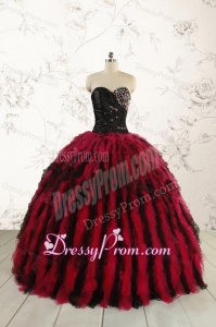 Luxurious Sweetheart Beading Quinceanera Dresses in Red and Black