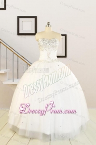 2015 White Elegant Quinceanera Dresses with Beading