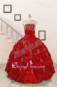 Cheap Appiques Beading Quinceanera Dresses in Red