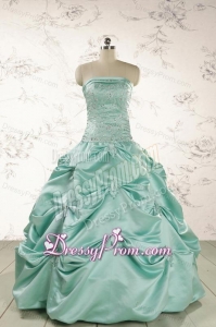 Cheap Turquoise Quinceanera Dresses with Appliques