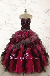 Perfect Beading Multi Color 2015 Quinceanera Dresses with Sweetheart