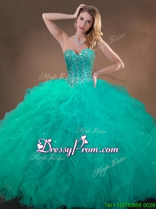 New Arrivals Beaded and Ruffles Quinceanera Gowns in Turquoise