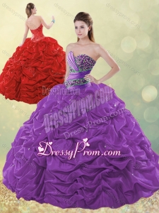 Exclusive Beaded and Bubble Purple Quinceanera Dress in Taffeta