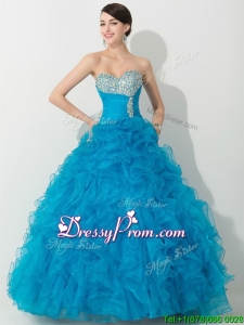 Princess Baby Blue Quinceanera Gown with Beading and Ruffles