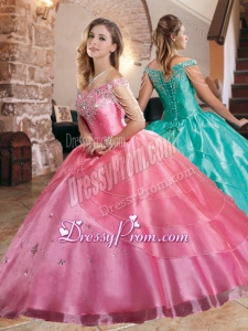 Gorgeous Beaded Decorated Sleeves Quinceanera Dress with Off the Shoulder