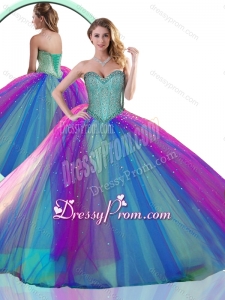 Colorful Multi Color Quinceanera Dress with Beading