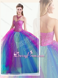 Custom Fit Multi Color Quinceanera Dress with Beading