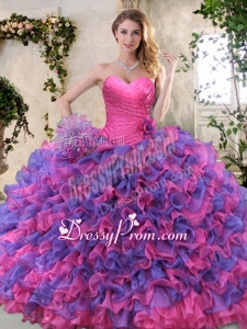 Eggplant Purple and Pink Sweet 16 Dress with Ruffled Layers