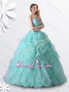 Princess Apple Green Quinceanera Gown with Beading and Ruffles