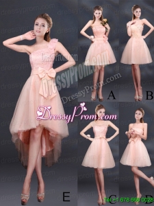 2015 Lace Up Organza Bridesmaid Dress with A Line