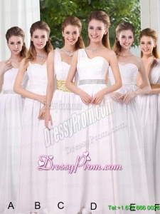 White Ruching Empire Bridesmaid Dresses for 2015