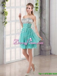 2015 Sweetheart A Line Prom Dresses with Sequins and Hand Made Flowers
